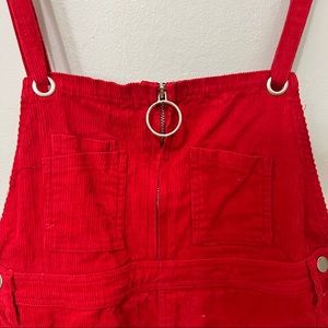 Red Corduroy Overall Dress